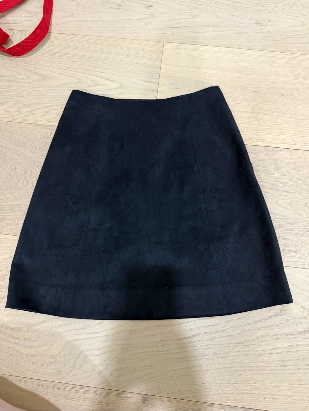 Babaton Black A-Line Suede-Look Skirt